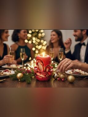 1970s Vintage Christmas 4'' Hand Carved Twisted Striped Candy Cane Candle Unused